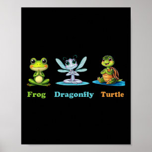 Subtle Politiskt humor Frog Dragonfly Turtle Yoga Poster