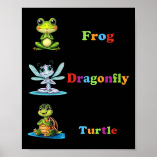 Subtle Politiskt humor Frog Dragonfly Turtle Yoga Poster