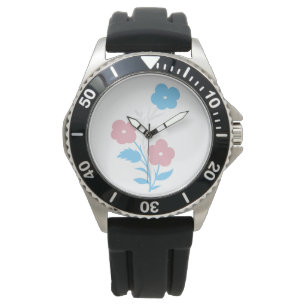 Subtle Trans Flagga Flowers Armbandsur