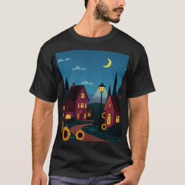 Suburban neighborhood at night t shirt