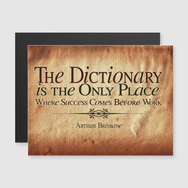 Success Comes Before Work Magnetic Postcard Magnetisk Inbjudningskort (Fram/baksida)