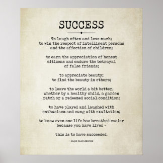 Success Dikt, Ralph Waldo Emerson Poster