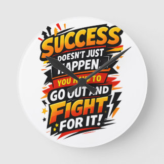 Success Fighter Quote Rund Klocka