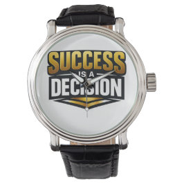 Success Gold Typography on Black Armbandsur