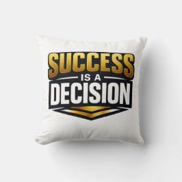 Success Gold Typography on Black Kudde