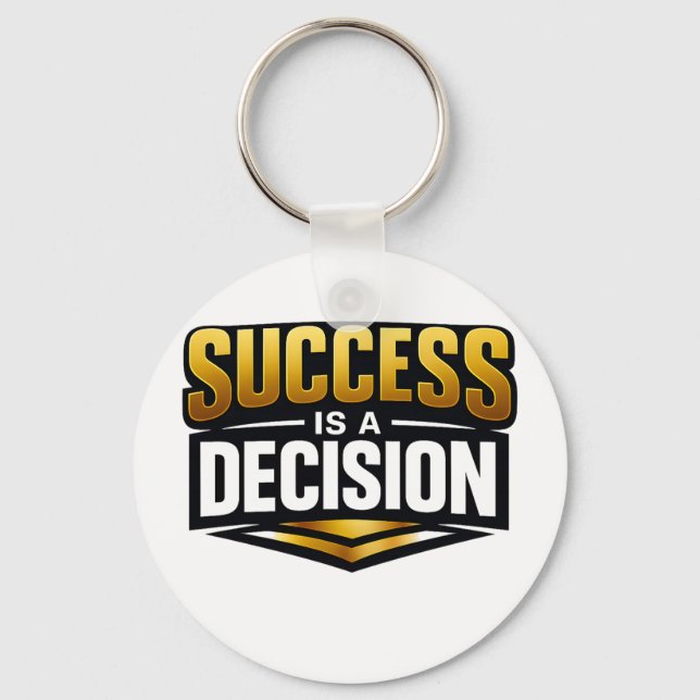 Success Gold Typography on Black Nyckelring (Framsida)