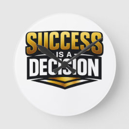 Success Gold Typography on Black Rund Klocka