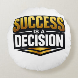Success Gold Typography on Black Rund Kudde