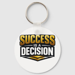 Success Guld Typografi på Svart Nyckelring