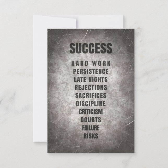 Success Hard Work Discipline Tack Kort (Framsida)