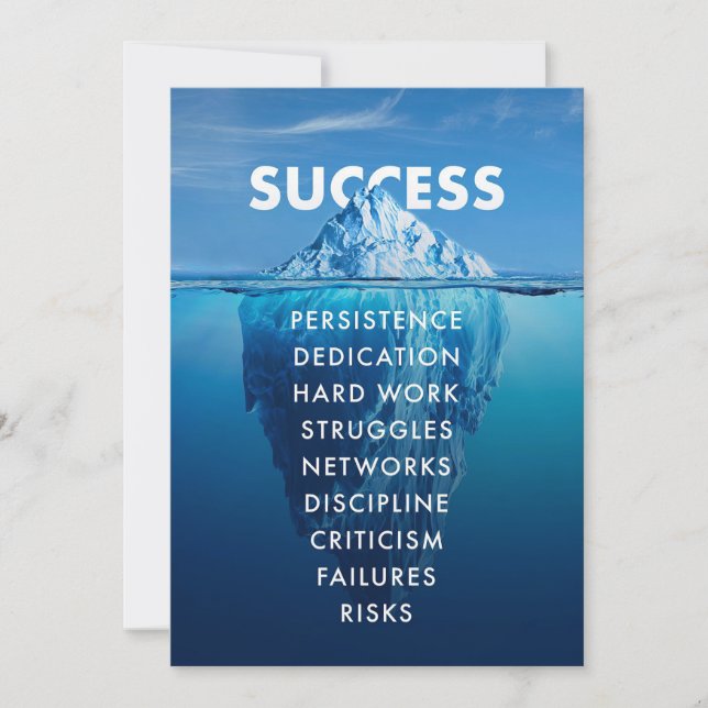 Success Iceberg Hard Work Tack Kort (Framsida)