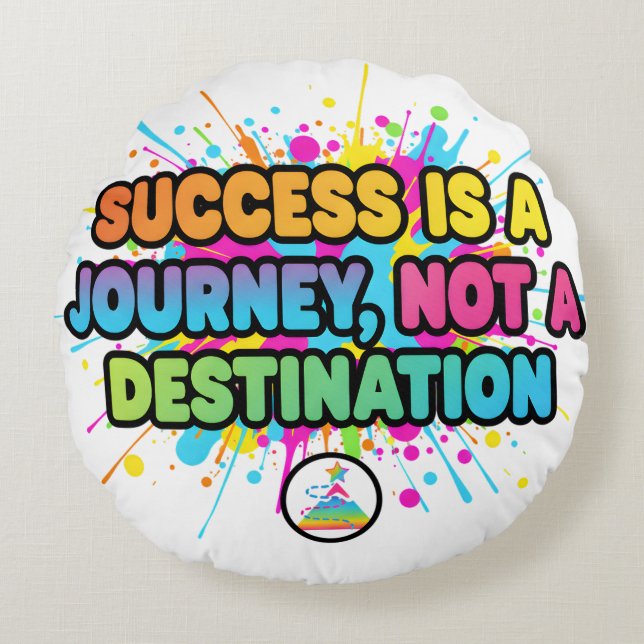Success Is a Journey Motivational Quote Design Rund Kudde (Framsidan)