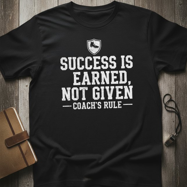 Success Is Earned Not Given —Coach’s Rule Motivate T Shirt (Skapare uppladdad)