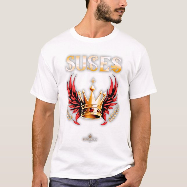 Success Mode Crown Lyx T-Shirt – Premium Röd Bl (Framsida)