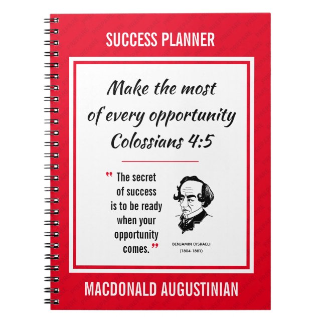 SUCCESS PLANNER Disraeli inspirationskript Anteckningsbok (Framsidan)