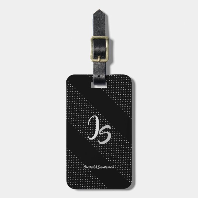 "Successman Business" Personal Silver Monogram Bagagebricka (Vertikal Framsida)
