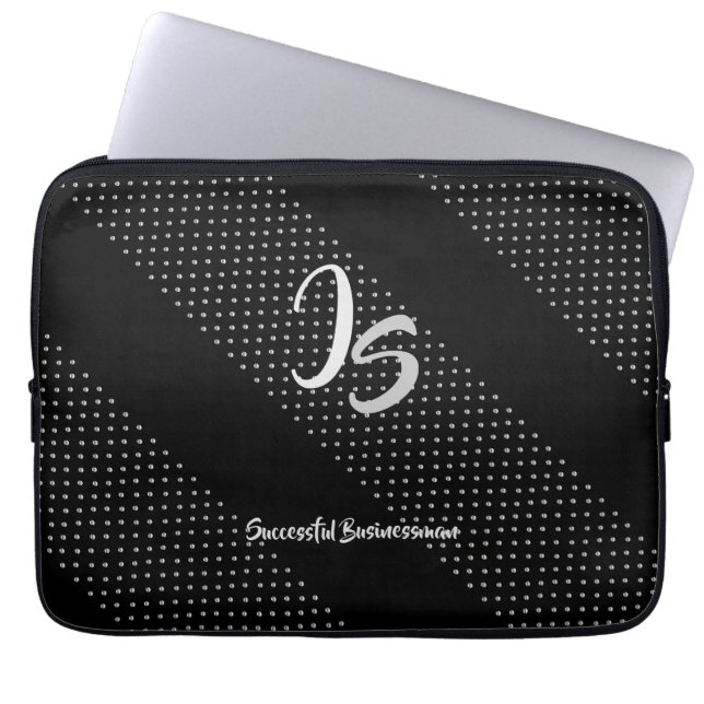 "Successman Business" Personal Silver Monogram Laptop Fodral (Framsidan)