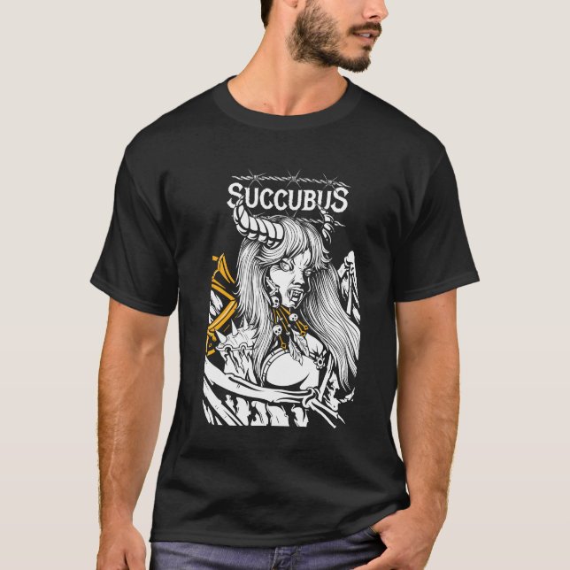Succubus Modern Colorful Black Art T Shirt (Framsida)