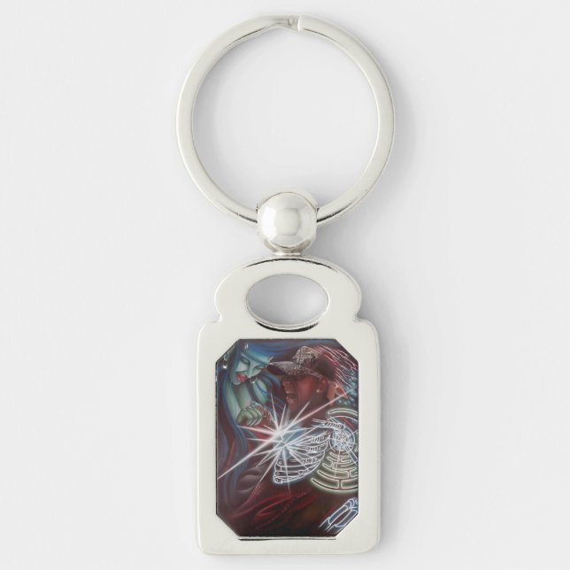 Succubus Rektangulärt Silverfärgad Nyckelring (Framsidan)