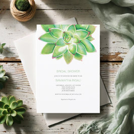 Succulal Bridal Shower Green Watercolor Inbjudningar