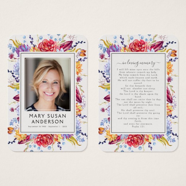 Succulals Photo Funeral Memorial Prayer Card Visitkort (Framsida & baksida)