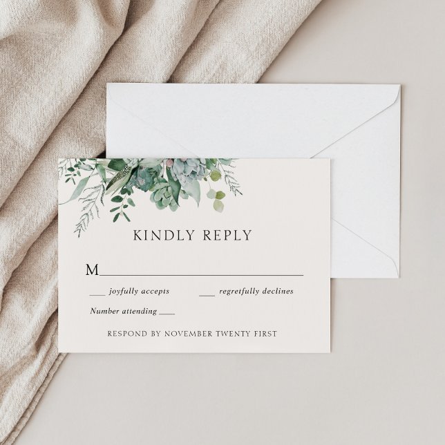 Succuland Eucalyptus Bröllop Greenery Response Inbjudningar (Skapare uppladdad)