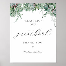 Succuland Eucalyptus Greenery Guestbook Sign Poster