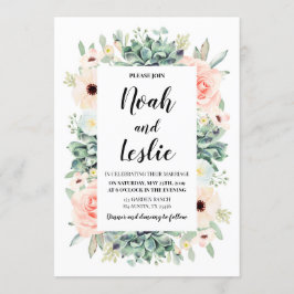 Succulars blommigt bröllopsinbjudan inbjudningar