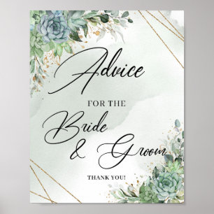 Succulärt Advice for the bride and groom Sign Poster