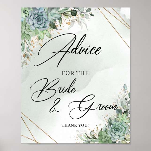 Succulärt Advice for the bride and groom Sign Poster (Framsidan)
