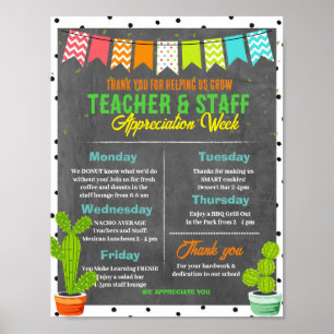 Succulary Teacher Apprecition Week Itinerary Poster