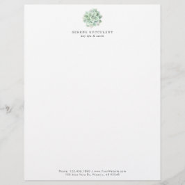 Succulcal Sage Grönt Watercolor Elegant Brevhuvud