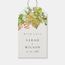 SUCCULDEN BLOMMIGT CACTUS WATERCOLOR BRÖLLOP PRESENTETIKETT