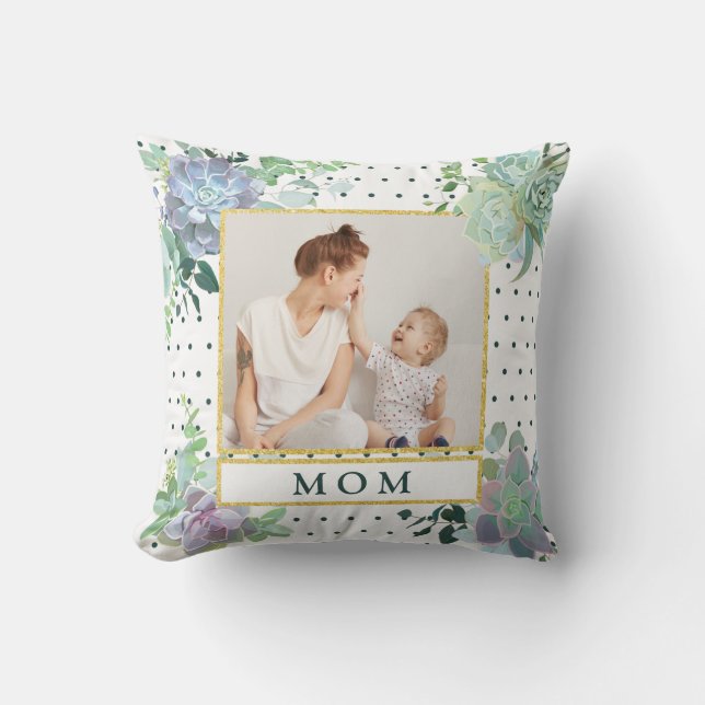 Succule Theme Mamma Photo Pillow Kudde (Framsida)
