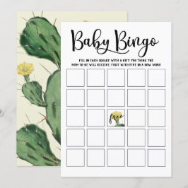 Succulent Baby Shower Bingo Card Inbjudningar