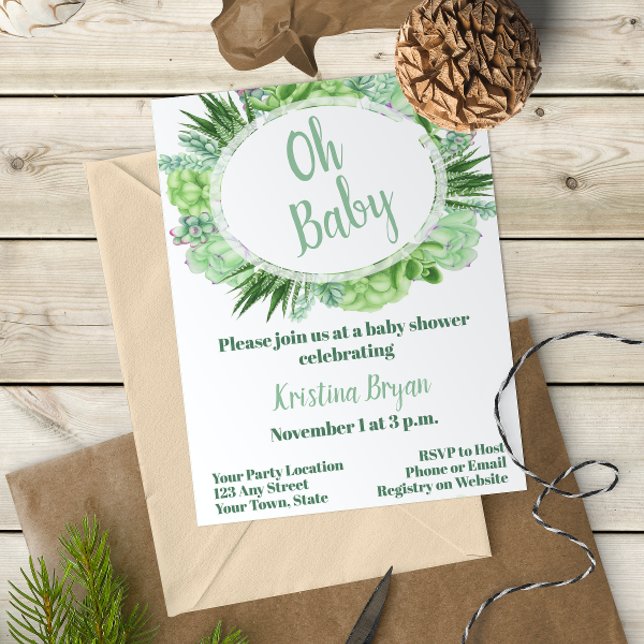 Succulent Baby Shower-inbjudan Inbjudningar (Skapare uppladdad)