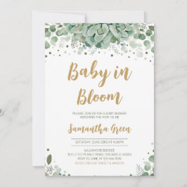 Succulent Baby Shower Inbjudningar