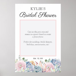 Succulent Blommigt Bröllop Brudens sida Photo Prop Poster