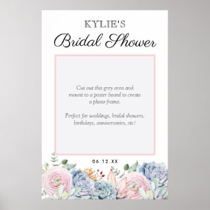 Succulent Blommigt Bröllop Brudens sida Photo Prop Poster