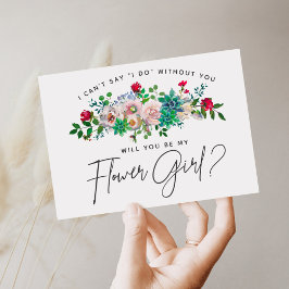 Succulent Blommigt Flower Girl Card Inbjudningar