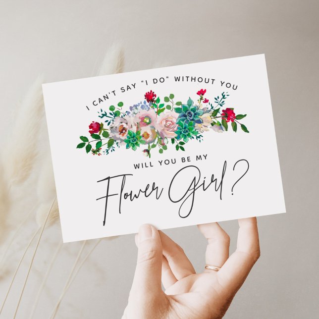 Succulent Blommigt Flower Girl Card Inbjudningar (Skapare uppladdad)