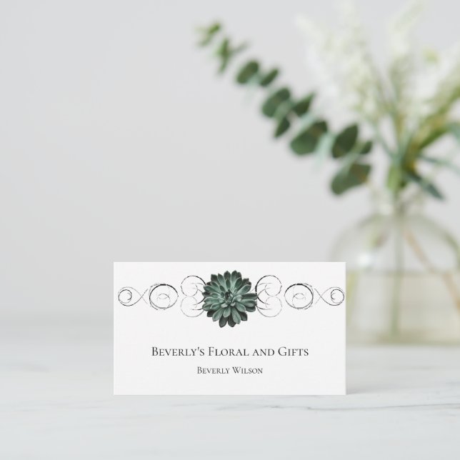 Succulent Blommigt Shop-Affärskort Visitkort (Stående Fram)