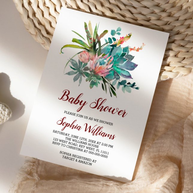Succulent Boho Cactus Baby Shower-inbjudan Inbjudningar (Skapare uppladdad)