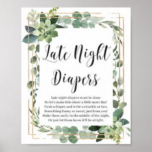Succulent boho greenery late night diaper-match poster