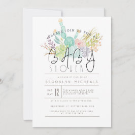 Succulent Bouquet | Barnskötare för vattenfärg Inbjudningar