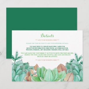 Succulent Bouquet Botanical Blommigt Bröllop Detai Tilläggskort