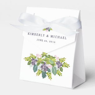 Succulent Bouquet II Blommigt Wedding Favor Box Presentaskar