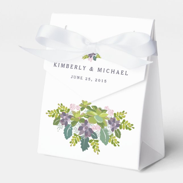 Succulent Bouquet II Blommigt Wedding Favor Box Presentaskar (Framsidan Sidan)