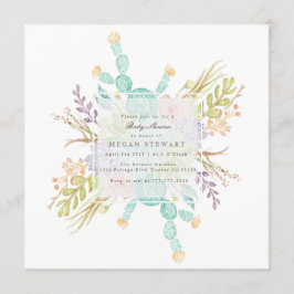 Succulent Bouquet Watercolor | Babyskor Inbjudningar