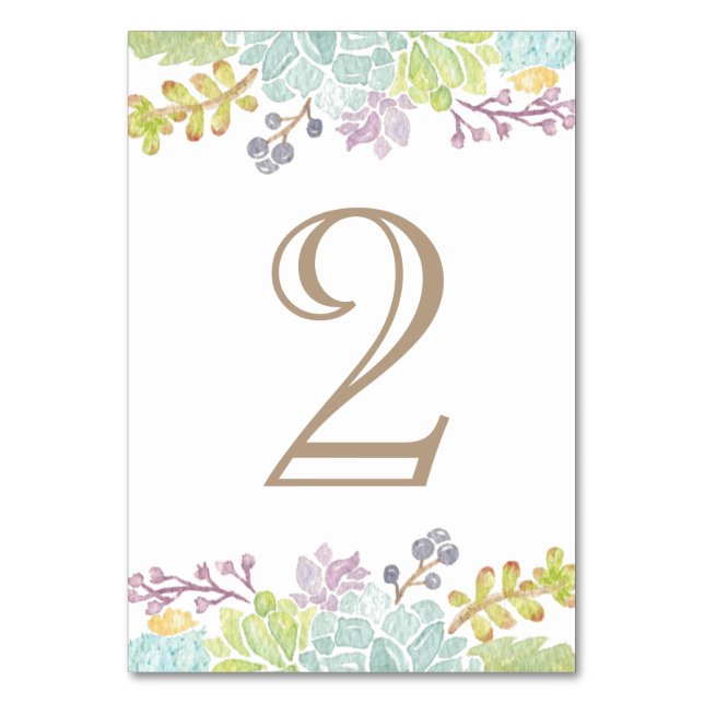 Succulent Bouquet Watercolor | BORDSNUMMER (Framsidan)
